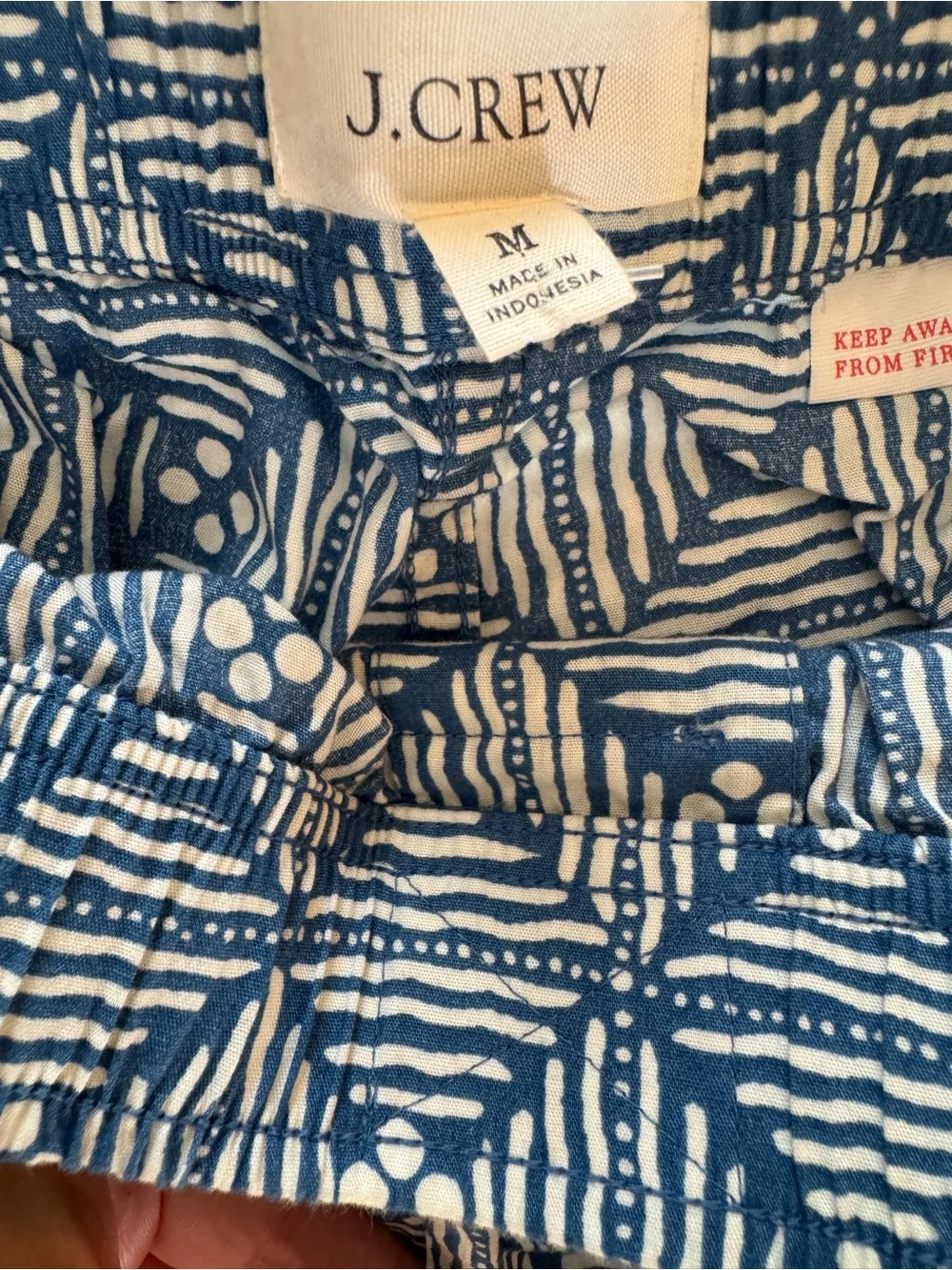 J.Crew Men’s Blue Geometric Print Drawstring Pants Medium